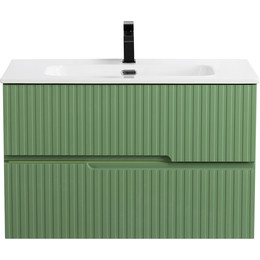 Тумба подвесная с раковиной Cezares DUET-N-800-2C-SO-PS-P 80 см (раковина CZR-8095-80) фисташковый софт фото 