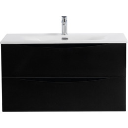 Тумба подвесная с раковиной BelBagno MARINO-CER-N-800-2C-SO-NL-P 80 см, nero lucido фото 
