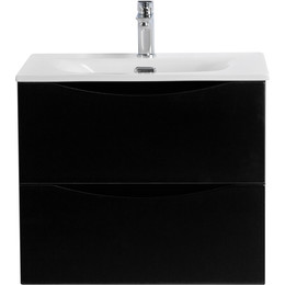 Тумба подвесная с раковиной BelBagno MARINO-CER-N-600-2C-SO-NL-P 60 см, nero lucido фото 