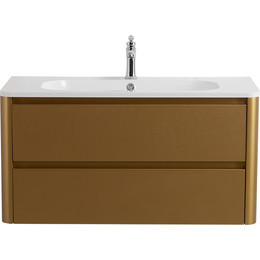 Тумба подвесная с раковиной Cezares RELAX-1000-2C-SO-BORO-P 100 см (раковина CZR-1000/480-LV-MR-NV) брашированное золото фото 