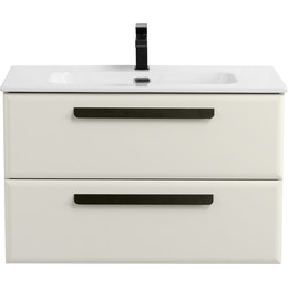 Тумба подвесная с раковиной Cezares ECO-CER-N-800-2C-SO-AS-P 80 см (раковина CZR-8095-80) альпака брашированная фото 