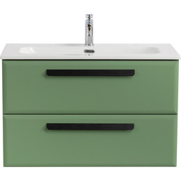 Тумба подвесная с раковиной Cezares ECO-CER-N-800-2C-SO-PS-P 80 см (раковина CZR-8073-80) фисташковый софт фото 
