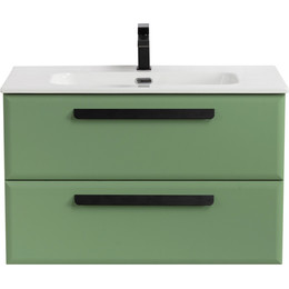 Тумба подвесная с раковиной Cezares ECO-CER-N-800-2C-SO-PS-P 80 см (раковина CZR-8095-80) фисташковый софт фото 