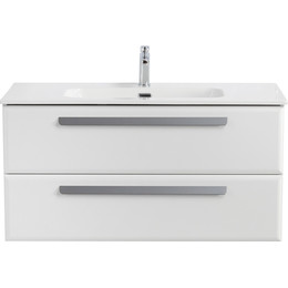 Тумба подвесная с раковиной Cezares ECO-CER-N-1000-2C-SO-BL 100 см (раковина CZR-8095-100) bianco lucido фото 