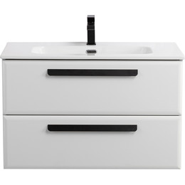 Тумба подвесная с раковиной Cezares ECO-CER-N-800-2C-SO-BL 80 см (раковина CZR-8095-80) bianco lucido фото 