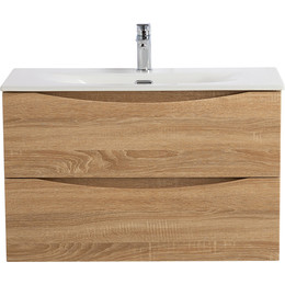 Тумба подвесная с раковиной BelBagno MARINO-CER-MINI-800-2C-SO-WO-P 80 см, rovere bianco фото 