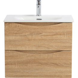 Тумба подвесная с раковиной BelBagno MARINO-CER-MINI-600-2C-SO-WO-P 60 см, rovere bianco фото 