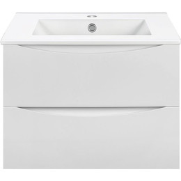 Тумба подвесная с раковиной Vincea Mia 70 см VMC-2MC700S1GW (раковина белая VBS-13970S1), белый глянец фото 