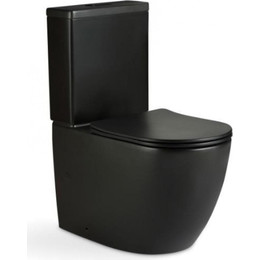 Унитаз-компакт безободковый Mirsant PANDORA 2 BLACK с крышкой Soft-close, чёрный матовый, Цвет производителя: чёрный матовый фото 