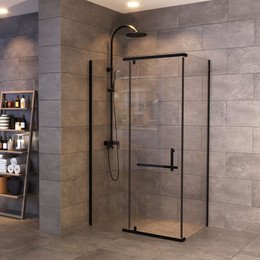 Душевое ограждение Mirsant Arena Square Black 120х90 см (стекло 8 мм), чёрный матовый/прозрачное фото 