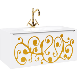 Тумба подвесная с раковиной Clarberg Elegance 100 см EL0110GL, белый/золото фото 