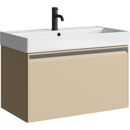 Тумба подвесная с раковиной Aqwella Pure 80 см PUR0108KS, капучино светллый, Цвет фасада: бежевый фото 