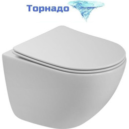 Унитаз подвесной безободковый BelBagno Amanda-Tor BB051CH-TOR-FC/SC (система смыва торнадо) с крышкой микролифт фото 