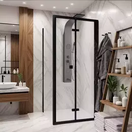 Душевое ограждение CeruttiSpa 90х90 см BELLA ZQD91B, чёрный/прозрачное фото 