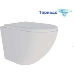 Унитаз подвесной безободковый Veconi Tondo Tornado VCN1-52T (Система смыва торнадо) с крышкой микролифт фото 