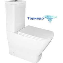 Унитаз-компакт безободковый Azario Joy AZ-2168-UQ3 с крышкой микролифт (система смыва Торнадо) фото 
