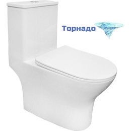 Унитаз-компакт безободковый Azario Terni AZ-8618T с крышкой микролифт (система смыва Торнадо) фото 