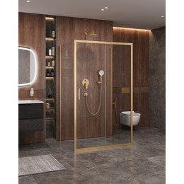 Душевое ограждение Cezares 120x90 см MOLVENO-AH-12-120/90-C-BORO-IV, брашированное золото/прозрачное фото 