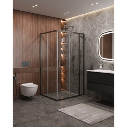Душевое ограждение Cezares 120x90 см MOLVENO-AH-21-90+30-C-GM-IV, оружейная сталь/прозрачное фото 