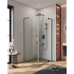 Душевое ограждение Cezares 90x100 см SLIDER-AH-2-90/100-100/110-C-GM, оружейная сталь/прозрачное фото 