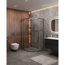 Душевое ограждение Cezares 120x90 см MOLVENO-RH-1-120/90-C-GM-IV, оружейная сталь/прозрачное фото 