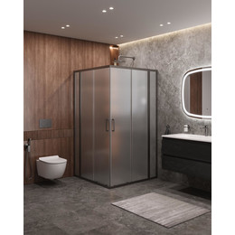 Душевое ограждение Cezares 110x110 см MOLVENO-A-22-90+20-P-GM, оружейная сталь/матовое фото 