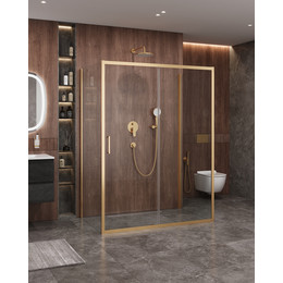 Душевое ограждение Cezares 140x90 см MOLVENO-AH-12-140/90-C-BORO-IV, брашированное золото/прозрачное фото 