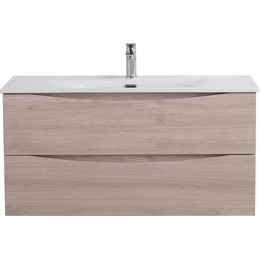 Тумба подвесная с раковиной BelBagno 100 см MARINO-CER-N-1000-2C-SO-RG-P, rovere grigio фото 