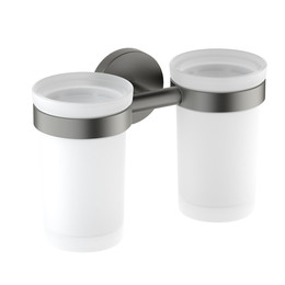 Стакан двойной для зубных щеток Aquatek Европа AQ4117BGM, цвет чёрный хром шлифованный фото 