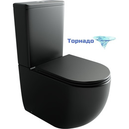 Унитаз-компакт ceramicanova Metropol CN4001TMB с тонкой крышкой микролифт (система смыва Торнадо) чёрный матовый фото 