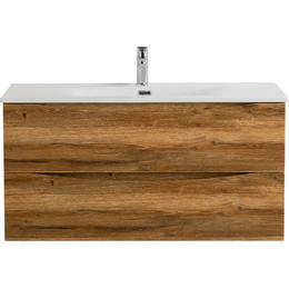 Тумба подвесная с раковиной BelBagno 100 см MARINO-CER-N-1000-2C-SO-RR-P, rovere rustico фото 