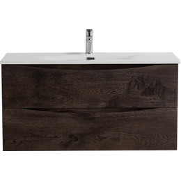Тумба подвесная с раковиной BelBagno 100 см MARINO-CER-N-1000-2C-SO-RNG-P, rovere nature grigio фото 