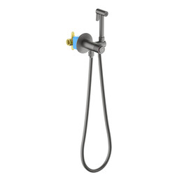 Набор для гигиенического душа Aquatek Бетта AQ1023BGM (со скрытой частью) чёрный хром шлифованный фото 