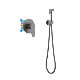 Набор для гигиенического душа Aquatek Бетта AQ1119BGM (со скрытой частью) чёрный хром шлифованный фото 