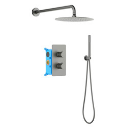 Душевая система для душа Aquatek Европа AQ1376BGM (со скрытой частью) чёрный хром шлифованный, Цвет производителя: оружейная сталь фото 