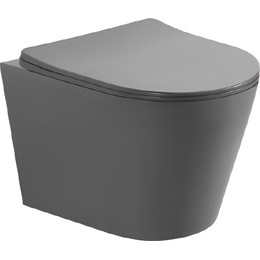 Унитаз подвесной безободковый Aquatek Вега AQ1905-MG с тонкой крышкой микролифт, серый матовый фото 