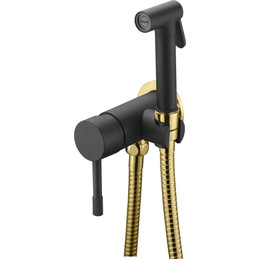 Набор для гигиенического душа Boheme Uno 467-BG (со скрытой частью) чёрный/золото, Цвет производителя: чёрный, золото фото 