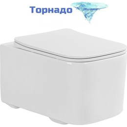 Унитаз подвесной безободковый Aquatek Квадро AQ1515T-00 с тонкой крышкой микролифт фото 