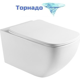 Унитаз подвесной безободковый Aquatek Медея AQ1537T-00 с тонкой крышкой микролифт (система смыва Торнадо) фото 