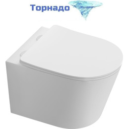 Унитаз подвесной безободковый Aquatek Таурус AQ1580T-00 с тонкой крышкой микролифт (система смыва Торнадо) фото 