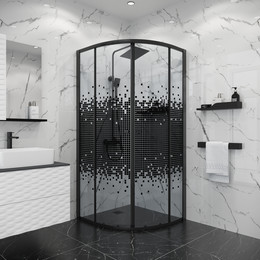 Душевое ограждение Niagara Eco 80x80 см NG-1003-14BLACK, чёрный матовый/мозаика фото 