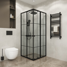 Душевое ограждение Niagara Eco 80x80 см NG-1008-14QKL, чёрный матовый/прозрачное фото 