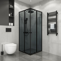 Душевое ограждение Niagara Eco 80x80 см NG-1008-14QT, чёрный матовый/тонированное фото 