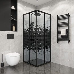 Душевое ограждение Niagara Eco 100x100 см NG-1010-14QBLACK, чёрный матовый/мозаика фото 