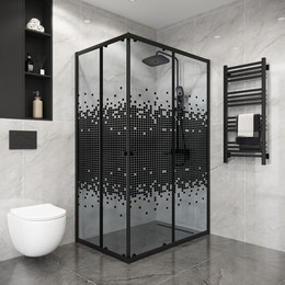 Душевое ограждение Niagara Eco 100x80 см NG-1018-14QBLACK, чёрный матовый/мозаика фото 
