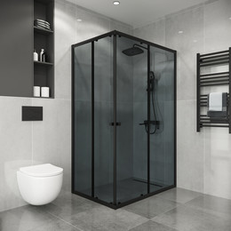Душевое ограждение Niagara Eco 100x80 см NG-1018-14QT, чёрный матовый/тонированное фото 