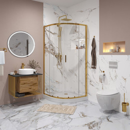 Душевое ограждение Niagara Nova 100x100 см 64070811GOLD, желтое золото/прозрачное фото 