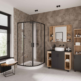 Душевое ограждение Niagara Nova 80x80 см 68860811BLACK, чёрный/прозрачное фото 