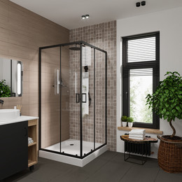 Душевое ограждение Niagara Nova 80x80 см 68880811BLACK, чёрный/прозрачное фото 