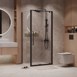 Душевое ограждение Niagara Nova 80x90 см NG-85-8AB-A90B-34, чёрный матовый/прозрачное фото 